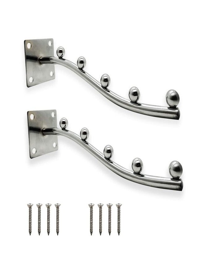 BOSCO Beads Stainless Steel Heavy Duty Wall Mount Hook - 5 Ball Pin Dots Wall Drope Hanger with Hardware Fittings - Rustproof Multipurpose Organizer Rack for Home, Shop & Hotel - Pack of 2 (Steel) - Image 1